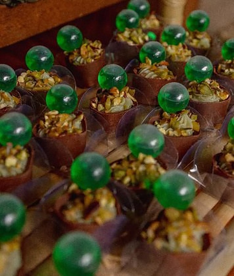 Brigadeiro de pistache com ampola de menta